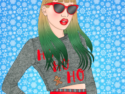 Ho Ho Ho candy doll club christmas cool festive gingerbread green hair happy holidays ombre sunglasses xmas