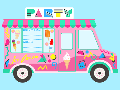 Retro Ice Cream Truck 90s bright childhood ice cream ice cream truck nineties party popsicle retro soft serve throwback vintage