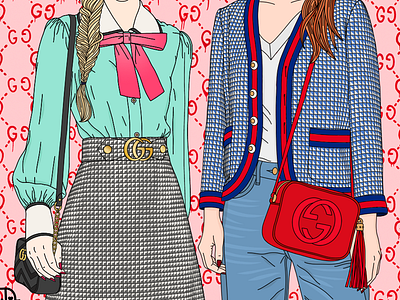 Gucci Girls digital art fashion illustration fashion illustrator gucci gucci fashion gucci handbag luxury fashion marmont soho