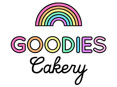 Goodies Cakery 1/2 bakery cake cake shop commercial illustration logo logo design pastel pink rainbow sprinkles
