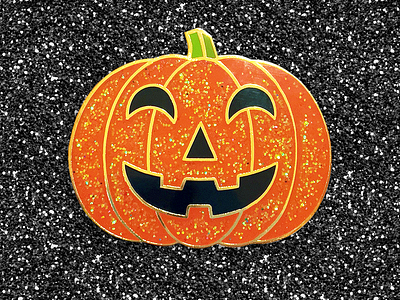 Sparkly Pumpkin Pin glitter halloween hard enamel lapel pins pingame pins pumpkin sparkle enamel pins