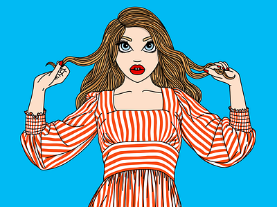 Stripes candy doll club fashion fashion illustration fashion illustrator illustration red lipstick stripes