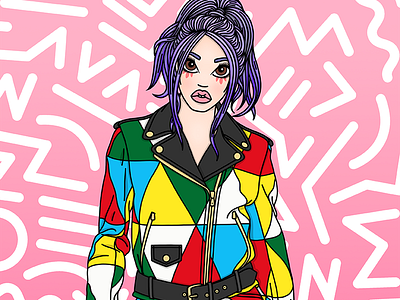 80s Calling 80s fashion candy doll club fashion illustration fashion illustrators moschino ombre hair purple hair retro
