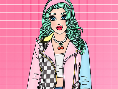 Beauty School Babe candy doll club fashion illustration green hair mint hair pastel babe pastel punk rockabilly