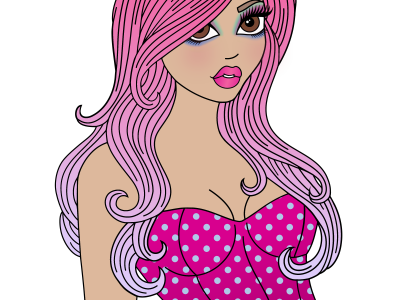 Pretty in Pink girl pastel hair pink pinup polka dots