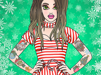 Candy Cane Jane candy cane candy doll club christmas fashion illustration fashion illustrator festive happy holidays illustration merry christmas tattoos