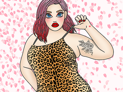 Feline Fine candy doll club fashion illustration fashion illustrator leopard print pastel hair pink hair pinup valentines
