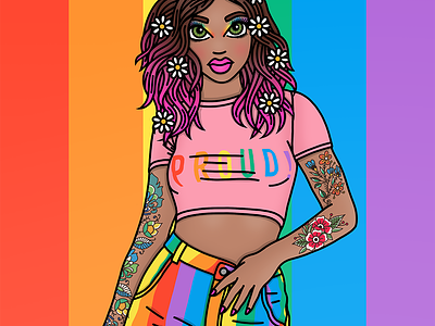 PRIDE candy doll club fashion illustration pink hair pride pride 2019 tattoos