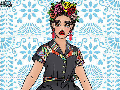 Mexicana candy doll club fashion illustration fashion illustrator folk art frida frida kahlo illustration