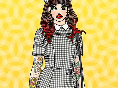 Gingham Girl autumn candy doll club fabric fall fashion fashion illustration fashion illustrator gingham illustration tattoos