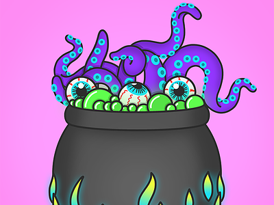 Hubble bubble toil and trouble cauldron eyeballs halloween halloween design spooky tentacles witch witchy