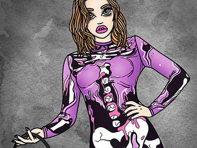 Skeleton Girl bodysuit bones candy doll club fashion illustration fashion illustrator halloween samhain skeleton spooky trick or treat zombie