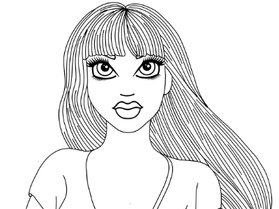 Daydreamer daydream fringe girl hair lineart windswept