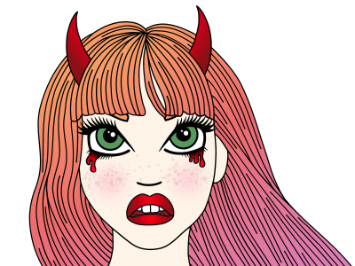 bloodlust blood demon devil freckles girl horns red redhead wip
