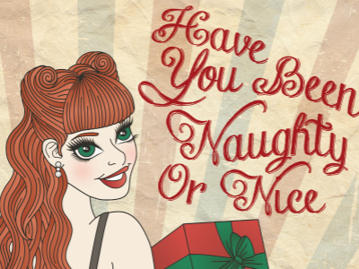 Naughty or Nice christmas festive gift naughty nice pinup present retro vintage