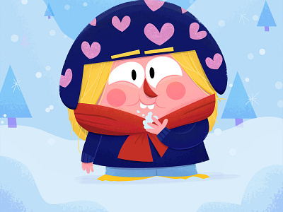 Toddler Girl Eating Snow adobeillustrator cartoon character characterdesign children illustration illustrator kidlitart photoshop snow toddler vector winter