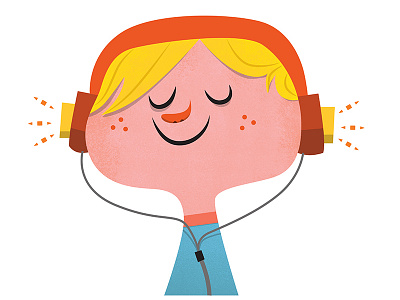 Tune In Quadrat Small adobeillustrator adobephotoshop character characterdesign happy headphones illustration illustrator music photoshop vector