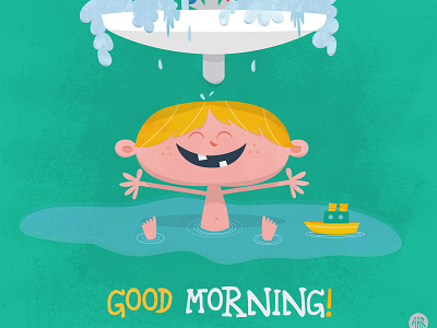 Good Morning! (with kids) adobeillustrator cartoon character characterdesign children comic dad family happy illustration illustrator kid kid lit kids mum parenting parents retro vector