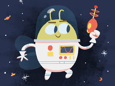 Space Fly astronaut astrophysics cartoon character characterdesign children comic exploration explorer geek happy illustration illustrator kids photoshop raygun retro space space art space exploration