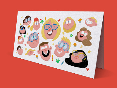 Family Birthday Card adobeillustrator birthday card cartoon character characterdesign children family flatdesign happy illustration illustrator vector