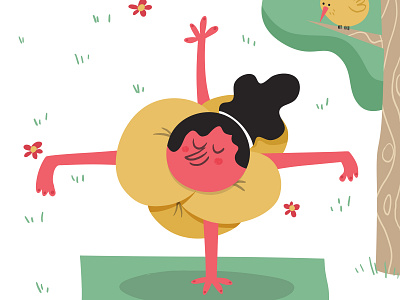 International Yoga Day 2019 cartoon character characterdesign comic flatdesign girl happy illustration illustration art illustrator photoshop retro vector woman yellow yoga