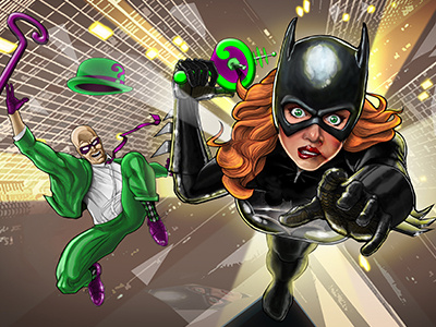 Bat Girl Falling- Fan Art bat girl comic graphic novel illustration photoshop wacom tablet