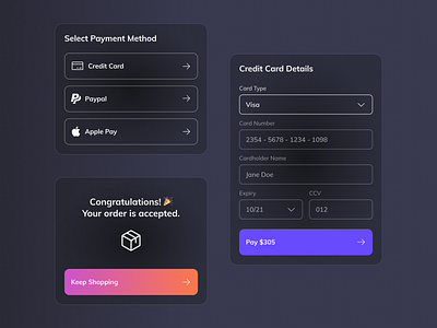 Credit Card Checkout components | Daily UI 002