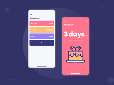 Countdown mobile app | Daily UI 014 app app design app ui countdown countdown timer countdowntimer dailyui dailyuichallenge flat minimal ui ui design