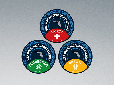 Gulf Mechanical Hard Hat Decals badge construction contractor florida illustration lockup logo sticker stickers