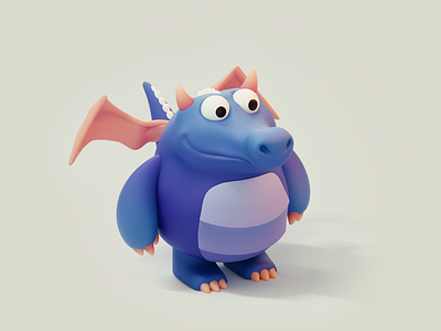 Cute Blue Dragon 3D icon