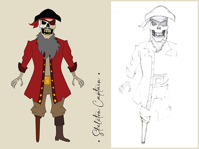 Skeleton Captain Illustration flat design graphic design illustration skeleton skeleton captain sketch