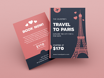 Travel to Paris Flyer design flat design flyer graphic design illustration print design