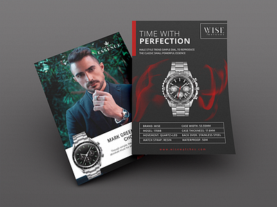 Men's watch poster design black colors design flat design graphic design illustration mens watch photo poster designs print design template watch poster