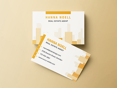 Real estate agent business card branding business card design flat design graphic design illustration logo photo print design real estate template design yellow colors