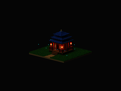 Japan at night 3d 3d art design illustration spain ui valencia voxel voxel art voxelart