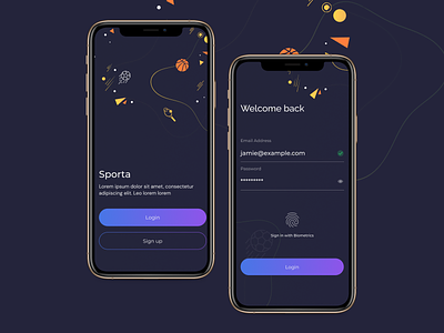 Sporta app design login sports ui welcome page