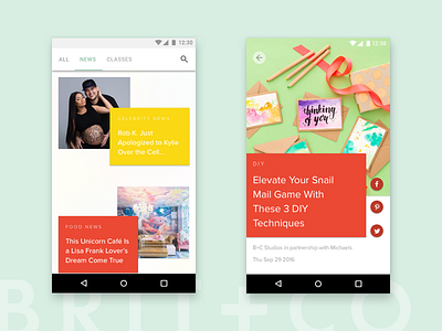 Brit + Co. Android App Concept Design android mobile