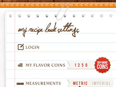 Recipe App Settings app book icons ipad measurements notes paper paper clip recipe