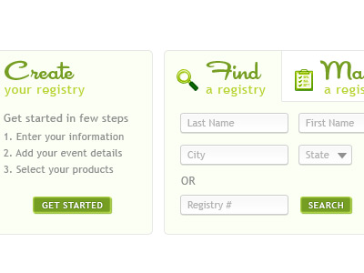 Registry Page forms registry ui