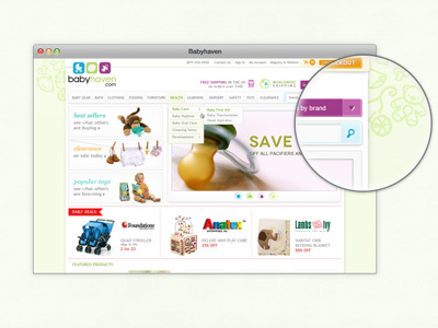 Babyhaven homepage mockup babies homepage