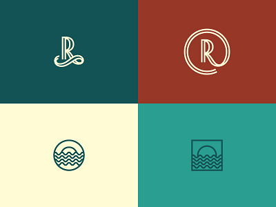 Various Branding Elements branding icon lettermark logo r sunset type