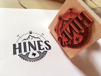Hines Stamp bike chainring camino de santiago lettering mountains texas type
