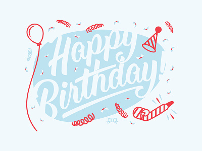 Happy Birthday Party balloon gift for good givt greeting card letterpress typography