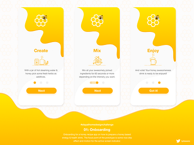 Onboarding Experience for Honey Recipe App adobe xd interactive design stay home stay safe visual design