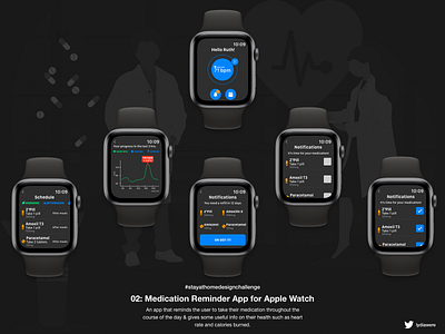 Medication Reminder adobe xd apple watch design medical app visual design