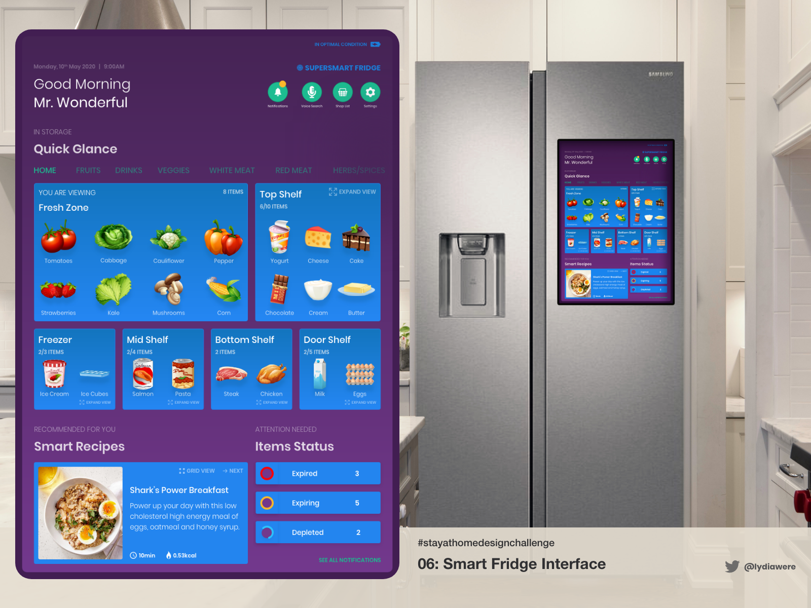 Smart Fridge UI by Lydia Were on Dribbble