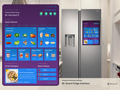 Smart Fridge UI adobe xd design smart home