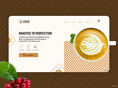 Ahadi premium coffee landing page adobe xd adobexd coffee ecommerce food landing page premium web design website