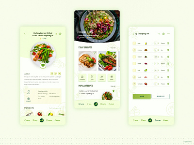 Recipe App Design adobe xd food app green interactive design recipe app