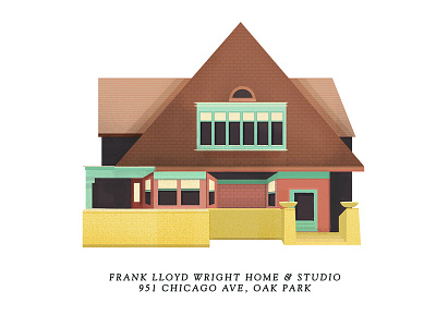 Frank Lloyd Wright Home & Studio architecture chicago illustration